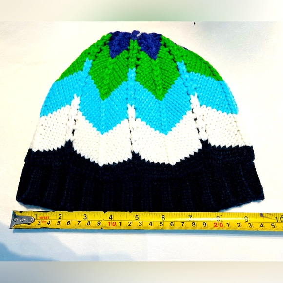 GAP winter scarf & hat 2 Pc set in 5 color blocks blue purple green black cream - Picture 6 of 8
